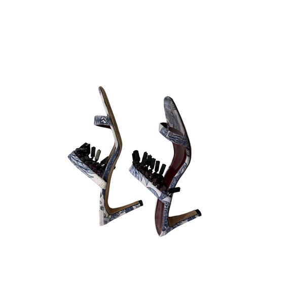 🌿 STAUD Beaded Toile-Print Heels – Size 39.5 - Picture 7 of 7